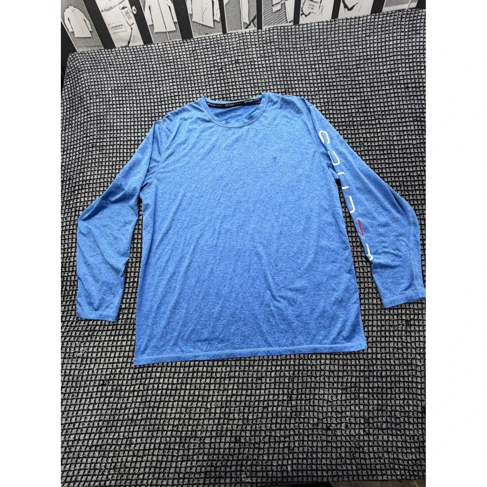 Spyder Rash Guard Mens Large Blue Long Sleeve Swim Shirt Logo Z336